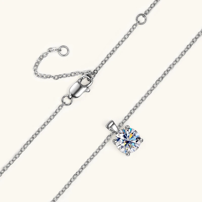 6.5mm 1.0 carat D Moissanite Solitaire Drop Necklaces 18k Gold Plated Pendant Original Real 925 Silver Chain Jewelry for Women 6.5mm 1.0 carat D Moissanite Solitaire Drop Necklaces 18k Gold Plated Pendant Original Real 925 Silver Chain Jewelry for Women