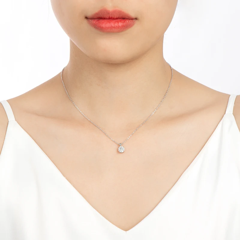 6.5mm 1.0 carat D Moissanite Solitaire Drop Necklaces 18k Gold Plated Pendant Original Real 925 Silver Chain Jewelry for Women 6.5mm 1.0 carat D Moissanite Solitaire Drop Necklaces 18k Gold Plated Pendant Original Real 925 Silver Chain Jewelry for Women