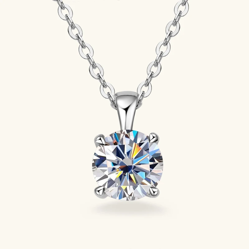 6.5mm 1.0 carat D Moissanite Solitaire Drop Necklaces 18k Gold Plated Pendant Original Real 925 Silver Chain Jewelry for Women 6.5mm 1.0 carat D Moissanite Solitaire Drop Necklaces 18k Gold Plated Pendant Original Real 925 Silver Chain Jewelry for Women