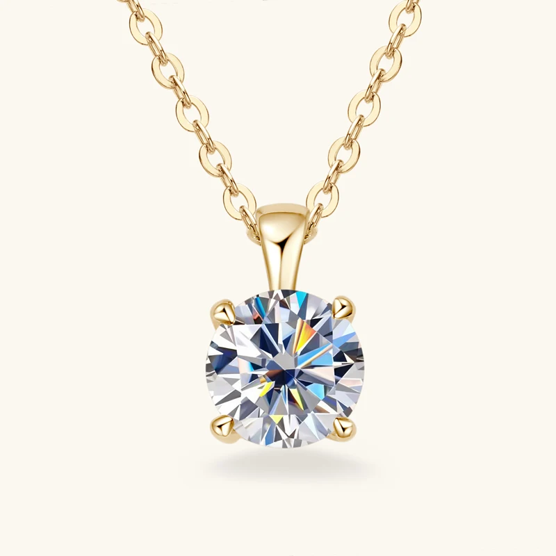 6.5mm 1.0 carat D Moissanite Solitaire Drop Necklaces 18k Gold Plated Pendant Original Real 925 Silver Chain Jewelry for Women 6.5mm 1.0 carat D Moissanite Solitaire Drop Necklaces 18k Gold Plated Pendant Original Real 925 Silver Chain Jewelry for Women