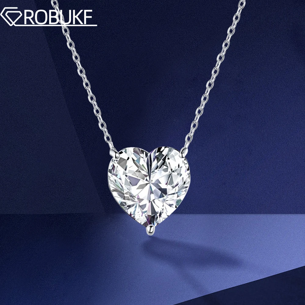 2/4Carat Heart Moissanite Pandent Necklace for Women D Color VVS Diamond 925 Sterling Silver 18k Plated Jewelry with Certificate