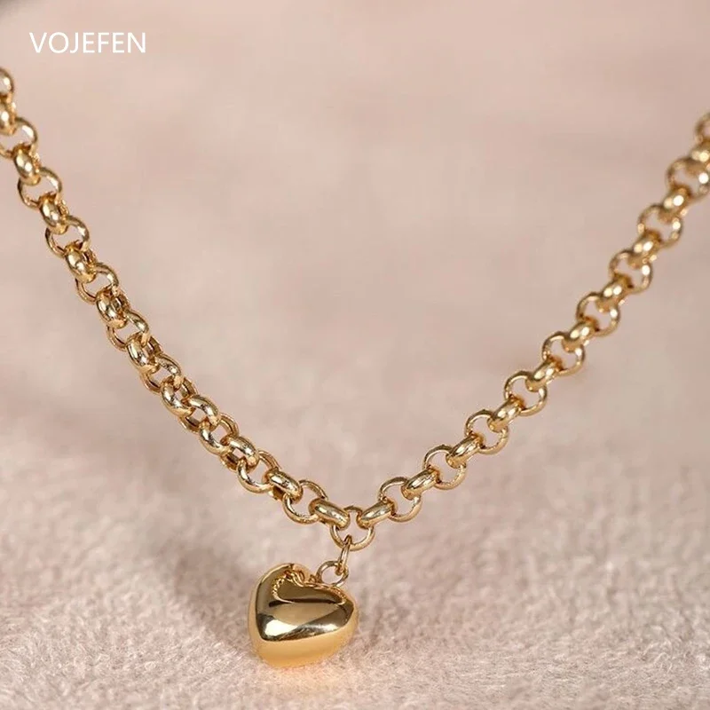 Alternative view of VOJEFEN 18k Gold Necklace And Bracelet Jewelry Sets For Women Heart Drop Original Au750 Pure Gold Luxury Chains Ladies Wedding