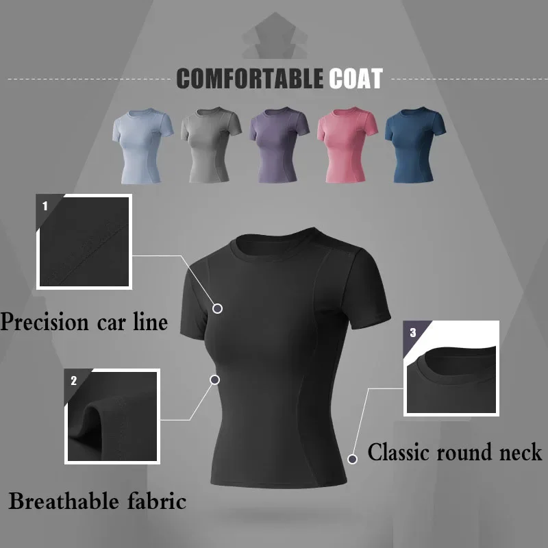 Alternative view of Aiithuug Short Sleeve Yoga Shirts Running Shirt Gym Workout Quick Dry Soft Tops Compress Sports T Shirt Simple Elastic Crop Top