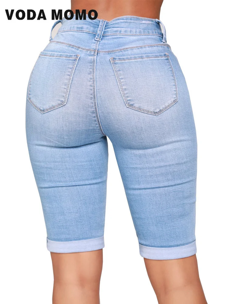 Alternative view of Skinny Jeans for Women High Waist Stretch Denim Trousers Mom Jeans Knee Length Pencil Pants Casual Comfort Trousers Oversize