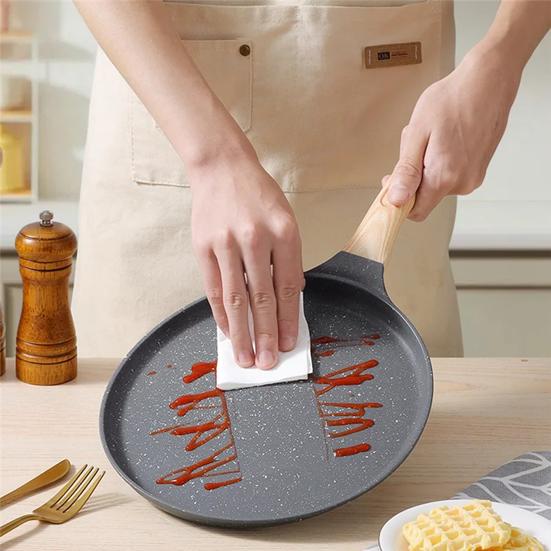 Non Stick Crepe Pan, Granite Coating Dosa Pan for Cooking, Flat Skillet for Tortillas, Omelette, Pancake Maker - Image 6