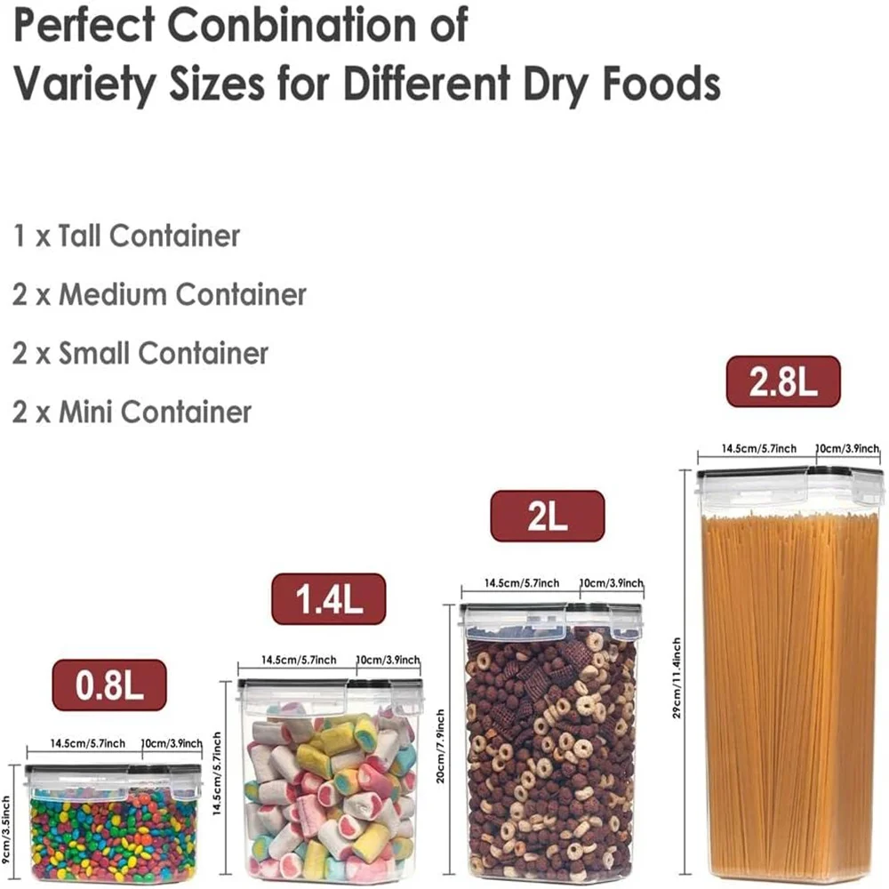 Alternative view of Kitchen 7pcs Food Containers Set BPA Free Plastic Airtight Storage Box With 10stickers and Pen