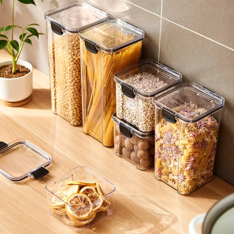 Alternative view of Sealed Jars Kitchen Grain Storage Organizer Large Tank Plastic Moisture-proof Storage Box Household Seasoning Jars Set