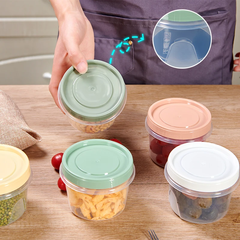 Alternative view of 8 Pcs 500ml Round Food Fresh Keeping Box Kitchen Refrigerator Storage Container Fruits Snacks Sealed Jar Microwave Heating