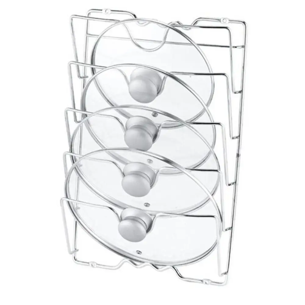 Alternative view of Kitchen Organizer Rack Wall Hanging Pot Cover Rack Five-Layer Pot Lid Metal Rust-Free Multifunctional Rack Pot Lid Storage Rack