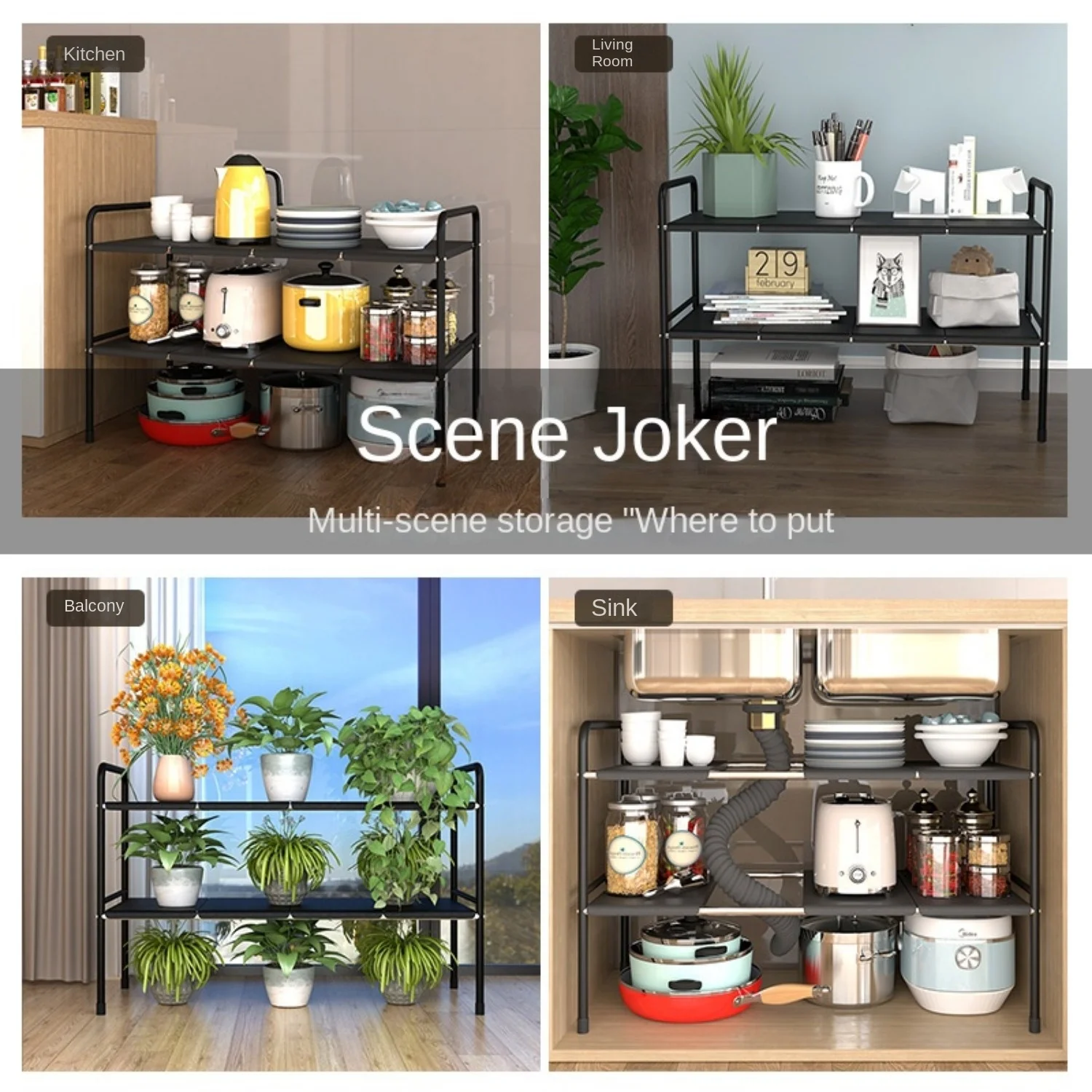 Expandable Kitchen Under Sink Shelf Flexible Layered Rack Cabinet Organizer Sundries Telescopic Holder Spice Rack Pot Storage - Image 4