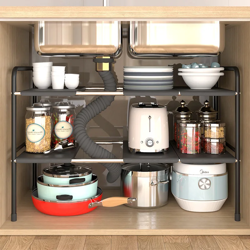 Expandable Kitchen Under Sink Shelf Flexible Layered Rack Cabinet Organizer Sundries Telescopic Holder Spice Rack Pot Storage Expandable Kitchen Under Sink Shelf Flexible Layered Rack Cabinet Organizer Sundries Telescopic Holder Spice Rack Pot Storage
