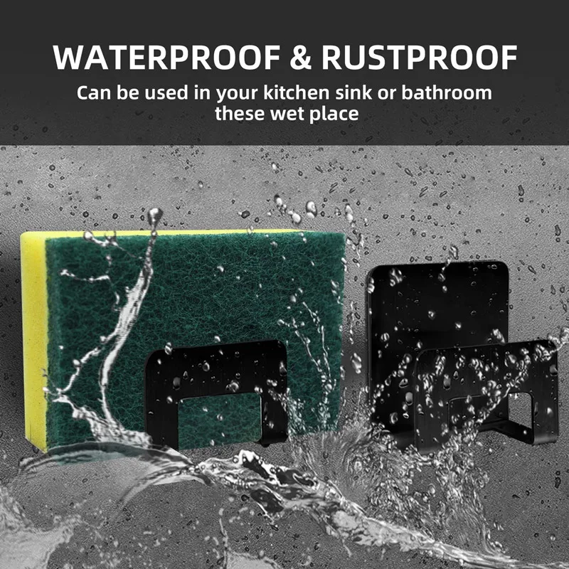 Alternative view of Stainless Steel Sink Tray Drainer Rack Kitchen Sink Sponge Holders Self Adhesive Hook Storage Holder Kitchen Wire Rag Organizer