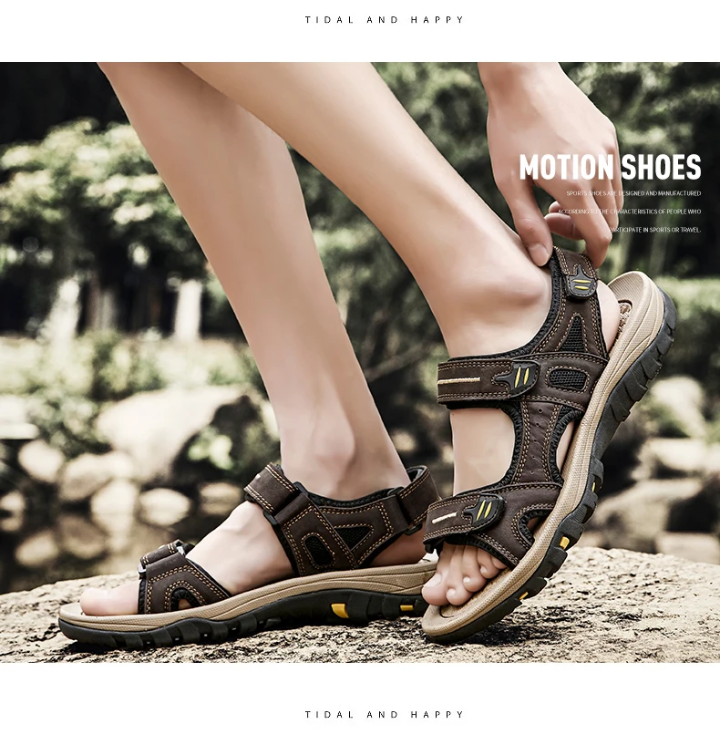 Genuine Leather Men Sandals Summer New Large Size Men Sandals Outdoor Men's Casual Shoes Fashion Sandals Slippers Big Size 38-48