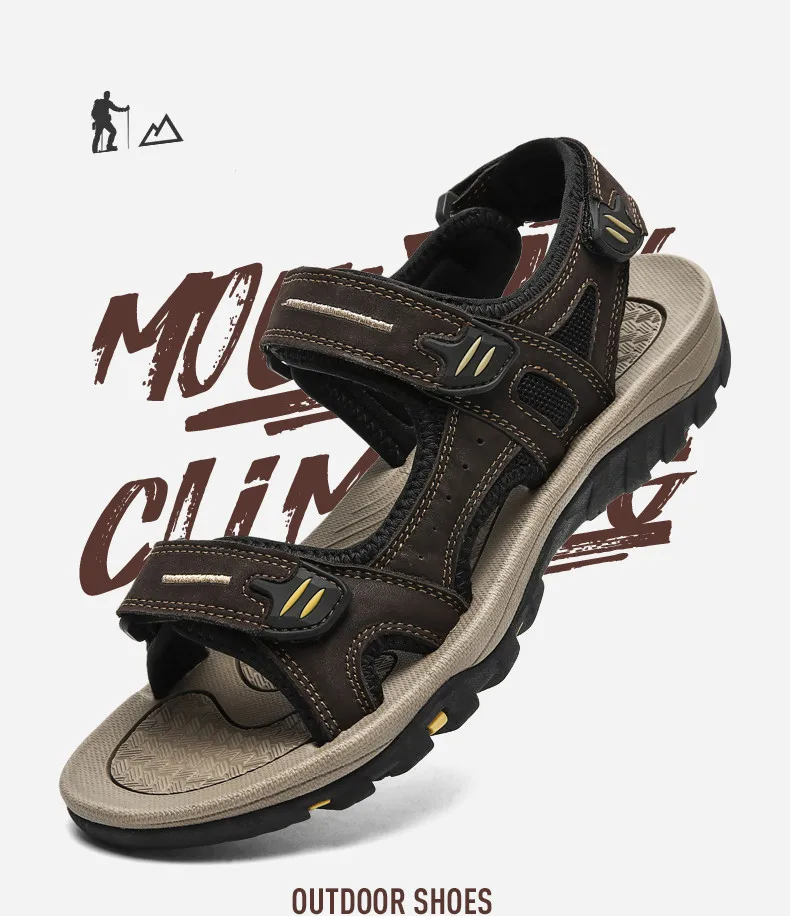 Genuine Leather Men Sandals Summer New Large Size Men Sandals Outdoor Men's Casual Shoes Fashion Sandals Slippers Big Size 38-48