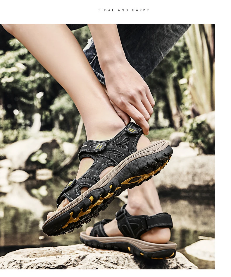 Genuine Leather Men Sandals Summer New Large Size Men Sandals Outdoor Men's Casual Shoes Fashion Sandals Slippers Big Size 38-48