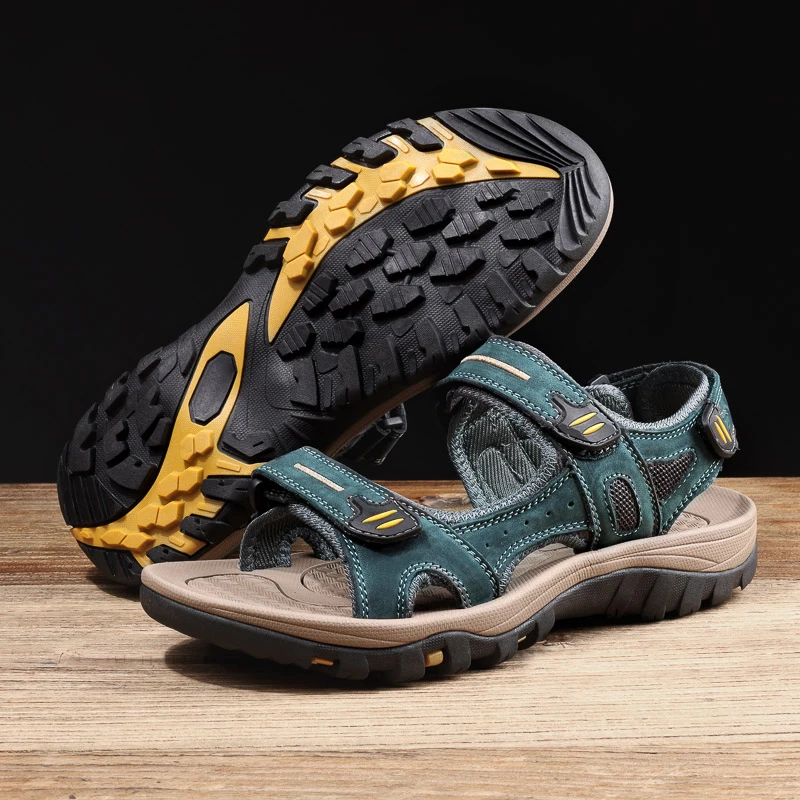 Genuine Leather Men Sandals Summer New Large Size Men Sandals Outdoor Men's Casual Shoes Fashion Sandals Slippers Big Size 38-48