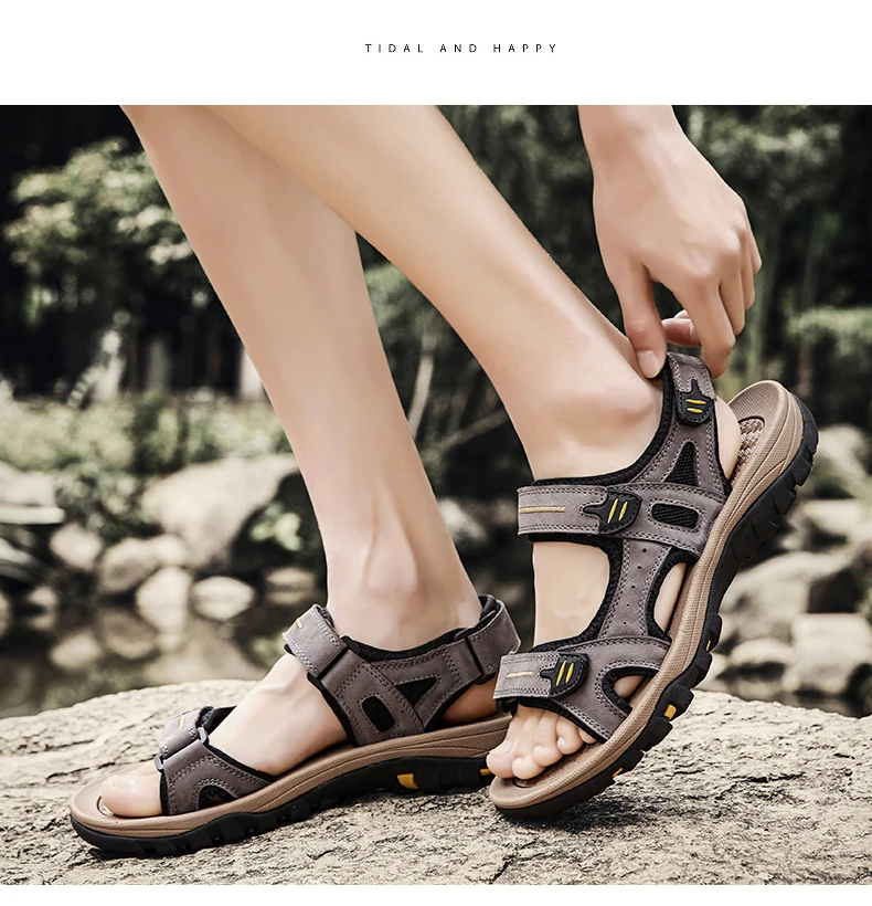 Genuine Leather Men Sandals Summer New Large Size Men Sandals Outdoor Men's Casual Shoes Fashion Sandals Slippers Big Size 38-48