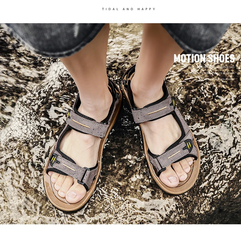 Genuine Leather Men Sandals Summer New Large Size Men Sandals Outdoor Men's Casual Shoes Fashion Sandals Slippers Big Size 38-48
