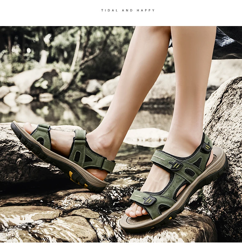 Genuine Leather Men Sandals Summer New Large Size Men Sandals Outdoor Men's Casual Shoes Fashion Sandals Slippers Big Size 38-48