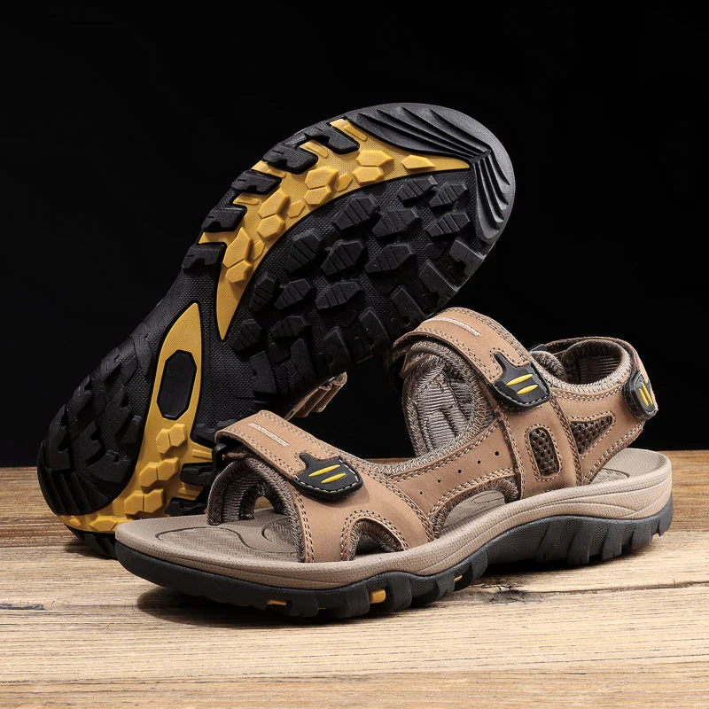 Genuine Leather Men Sandals Summer New Large Size Men Sandals Outdoor Men's Casual Shoes Fashion Sandals Slippers Big Size 38-48