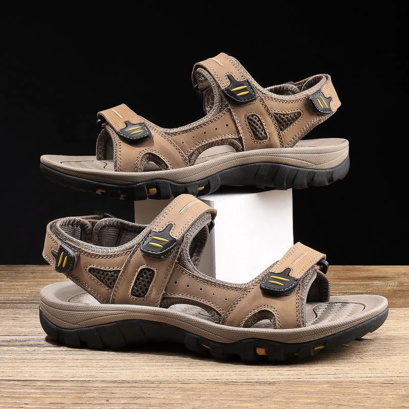 Genuine Leather Men Sandals Summer New Large Size Men Sandals Outdoor Men's Casual Shoes Fashion Sandals Slippers Big Size 38-48