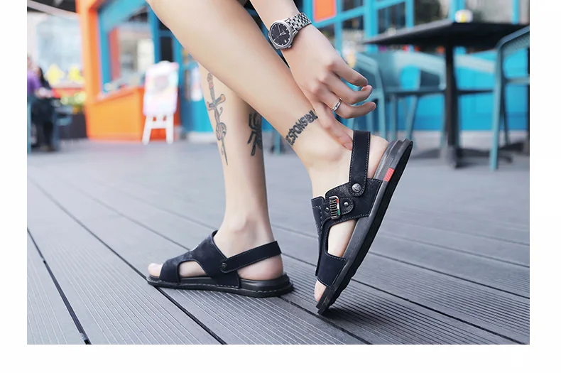 Men's Summer Genuine Leather Sandals Classic Roman Men Shoes Slippers Soft Comfortable Men Non-slip Walking Footwea Plus Size 47 Men's Summer Genuine Leather Sandals Classic Roman Men Shoes Slippers Soft Comfortable Men Non-slip Walking Footwea Plus Size 47