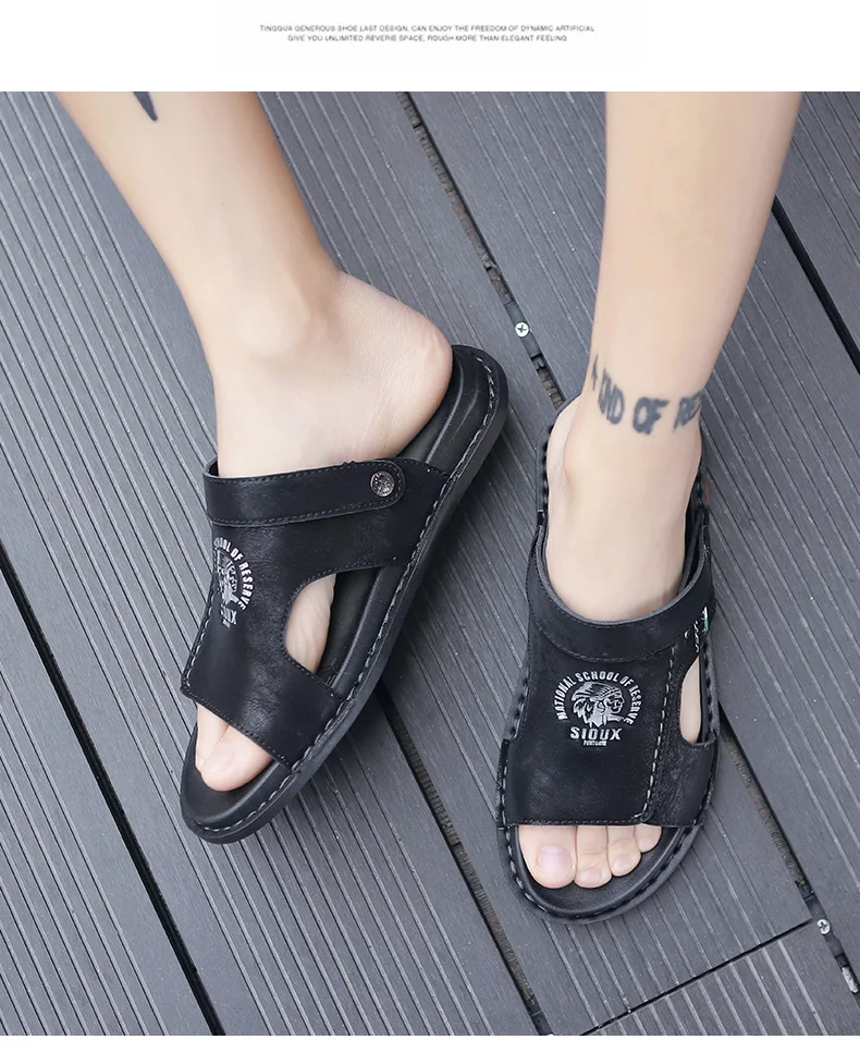 Men's Summer Genuine Leather Sandals Classic Roman Men Shoes Slippers Soft Comfortable Men Non-slip Walking Footwea Plus Size 47 Men's Summer Genuine Leather Sandals Classic Roman Men Shoes Slippers Soft Comfortable Men Non-slip Walking Footwea Plus Size 47