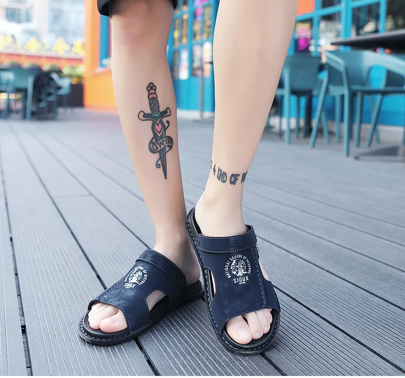 Men's Summer Genuine Leather Sandals Classic Roman Men Shoes Slippers Soft Comfortable Men Non-slip Walking Footwea Plus Size 47 Men's Summer Genuine Leather Sandals Classic Roman Men Shoes Slippers Soft Comfortable Men Non-slip Walking Footwea Plus Size 47