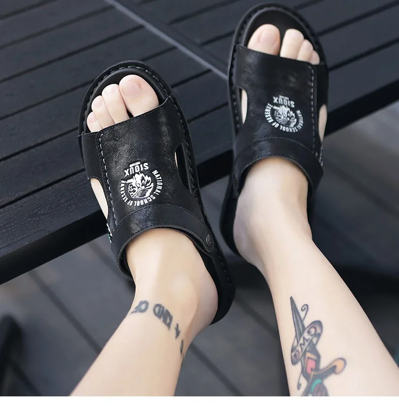 Men's Summer Genuine Leather Sandals Classic Roman Men Shoes Slippers Soft Comfortable Men Non-slip Walking Footwea Plus Size 47 Men's Summer Genuine Leather Sandals Classic Roman Men Shoes Slippers Soft Comfortable Men Non-slip Walking Footwea Plus Size 47