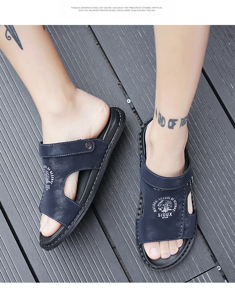 Men's Summer Genuine Leather Sandals Classic Roman Men Shoes Slippers Soft Comfortable Men Non-slip Walking Footwea Plus Size 47 Men's Summer Genuine Leather Sandals Classic Roman Men Shoes Slippers Soft Comfortable Men Non-slip Walking Footwea Plus Size 47