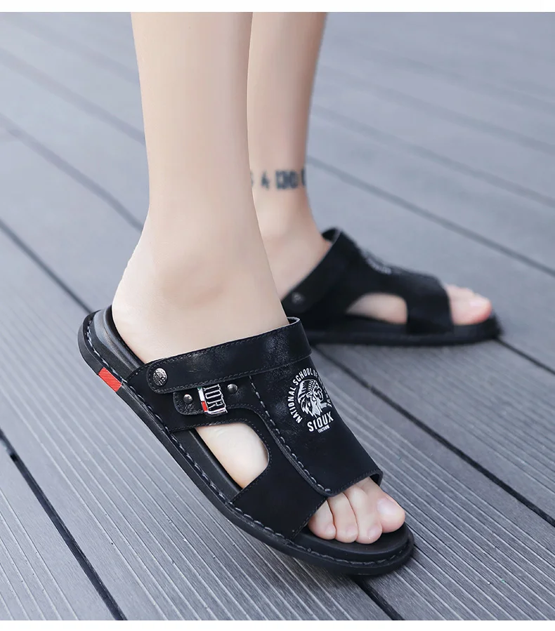Men's Summer Genuine Leather Sandals Classic Roman Men Shoes Slippers Soft Comfortable Men Non-slip Walking Footwea Plus Size 47 Men's Summer Genuine Leather Sandals Classic Roman Men Shoes Slippers Soft Comfortable Men Non-slip Walking Footwea Plus Size 47