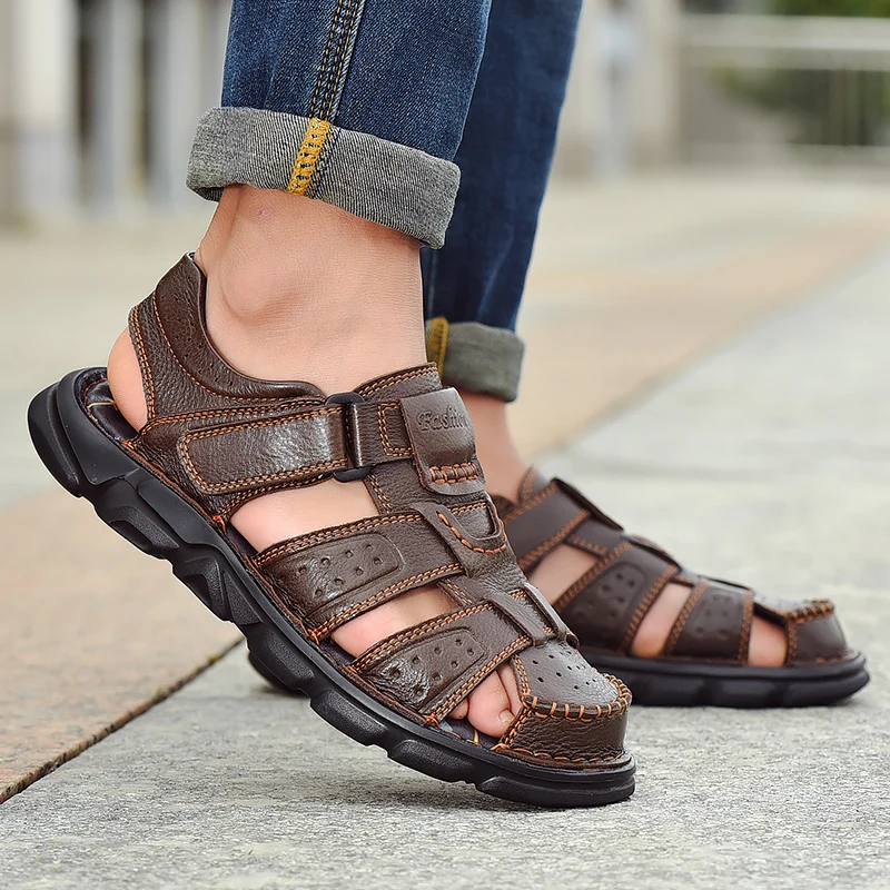 Alternative view of Genuine Leather Casual Shoes For Men High Quality Classic Men Sandals Summer Outdoor Walking Men Sneakers Breathable Men Sandals