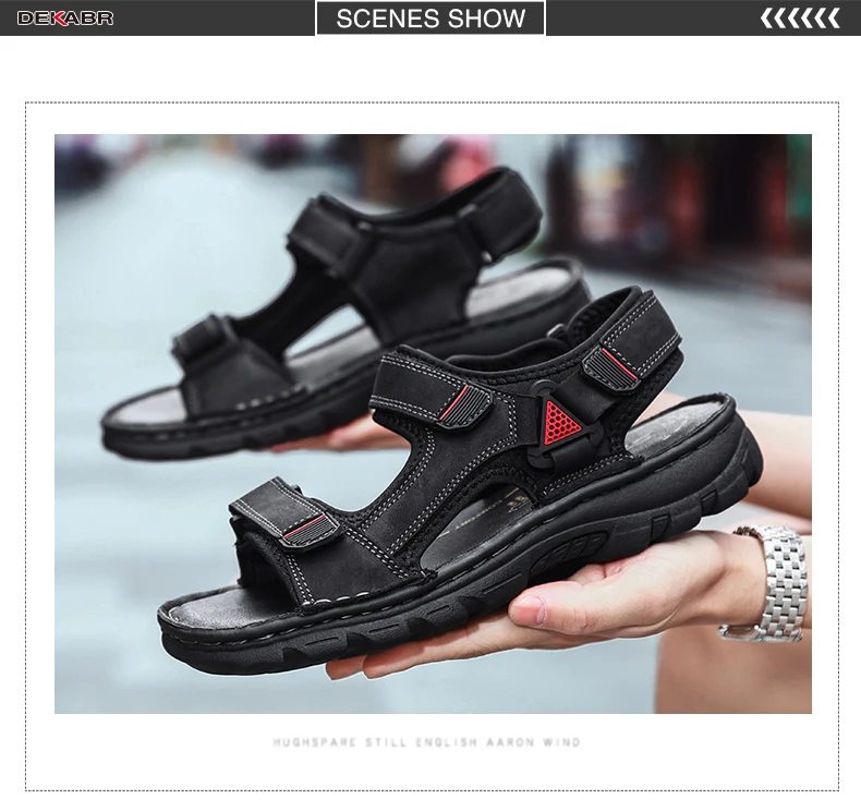 DEKABR Size 48 Male Genuine Leather Sandals Summer Casual Men Shoes Vacation Beach Shoes Fashion Outdoor Non-Slip Sneakers