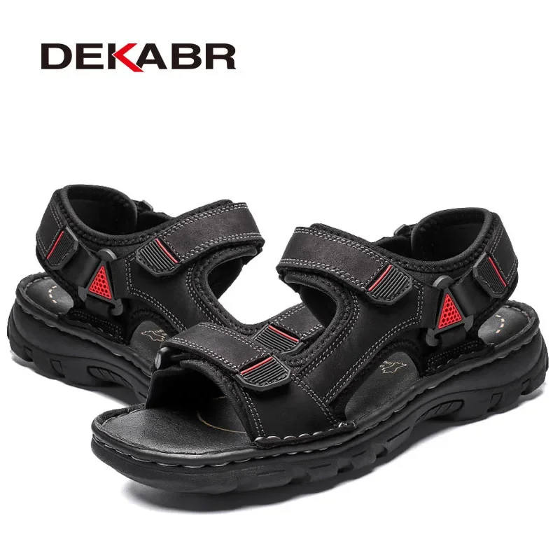 Alternative view of DEKABR Size 48 Male Genuine Leather Sandals Summer Casual Men Shoes Vacation Beach Shoes Fashion Outdoor Non-Slip Sneakers