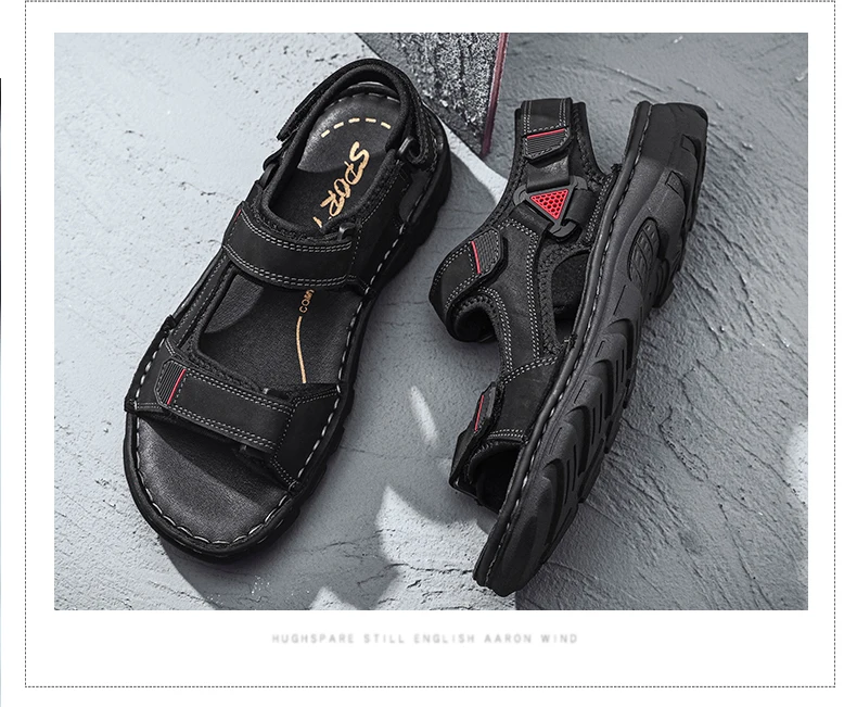 DEKABR Size 48 Male Genuine Leather Sandals Summer Casual Men Shoes Vacation Beach Shoes Fashion Outdoor Non-Slip Sneakers