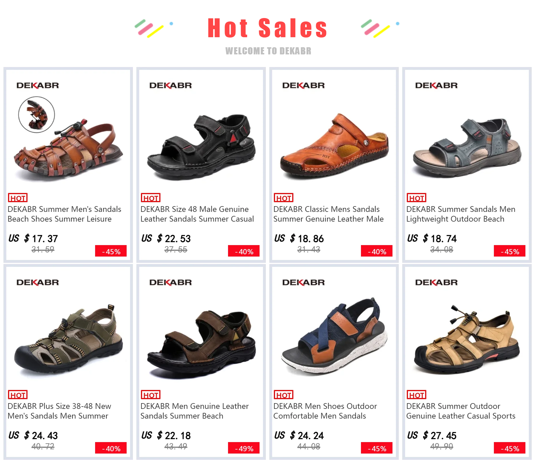 DEKABR Size 48 Male Genuine Leather Sandals Summer Casual Men Shoes Vacation Beach Shoes Fashion Outdoor Non-Slip Sneakers