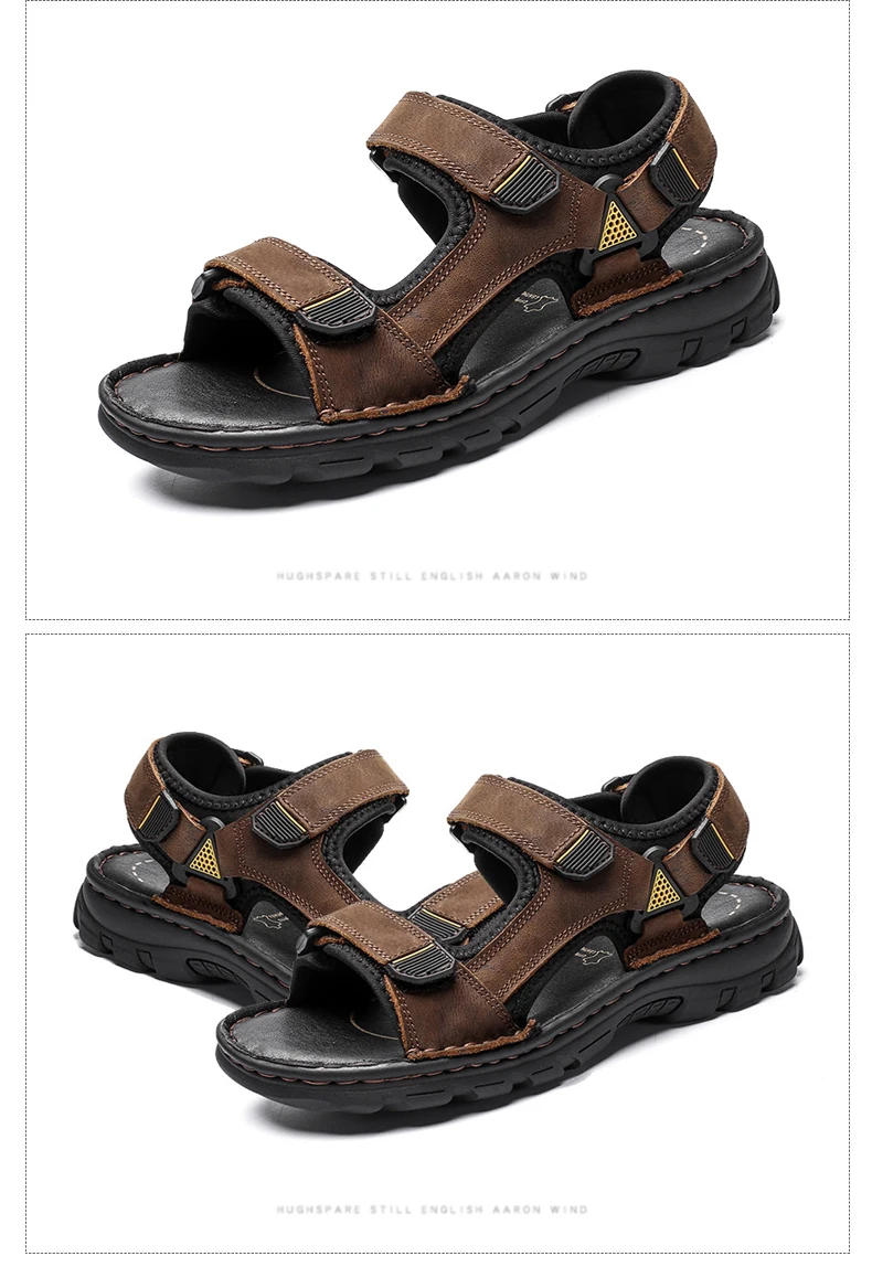 DEKABR Size 48 Male Genuine Leather Sandals Summer Casual Men Shoes Vacation Beach Shoes Fashion Outdoor Non-Slip Sneakers