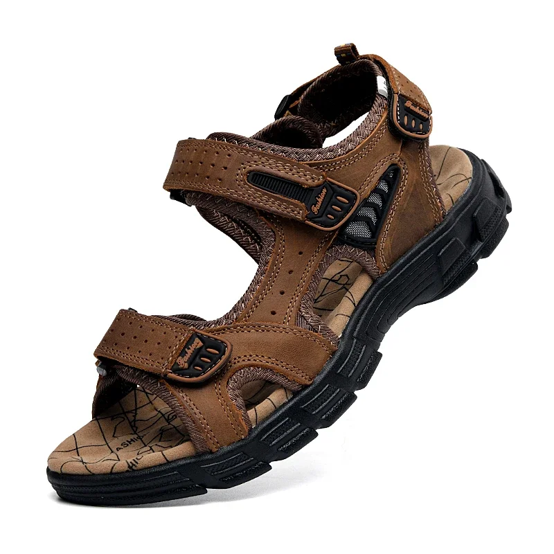 Alternative view of Genuine Leather Men's Sandals Summer Leisure Men Shoes High Quality Soft Casual Sandals for Men Beach Hiking Men's Shoes Size 46