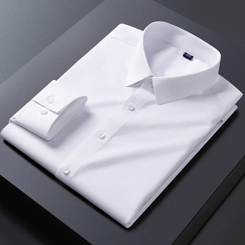 Alternative view of 2023 New Stretch Anti-Wrinkle Mens Shirts Long Sleeve Dress Shirts For Slim Fit Camisa Social Business Blouse White Shirt