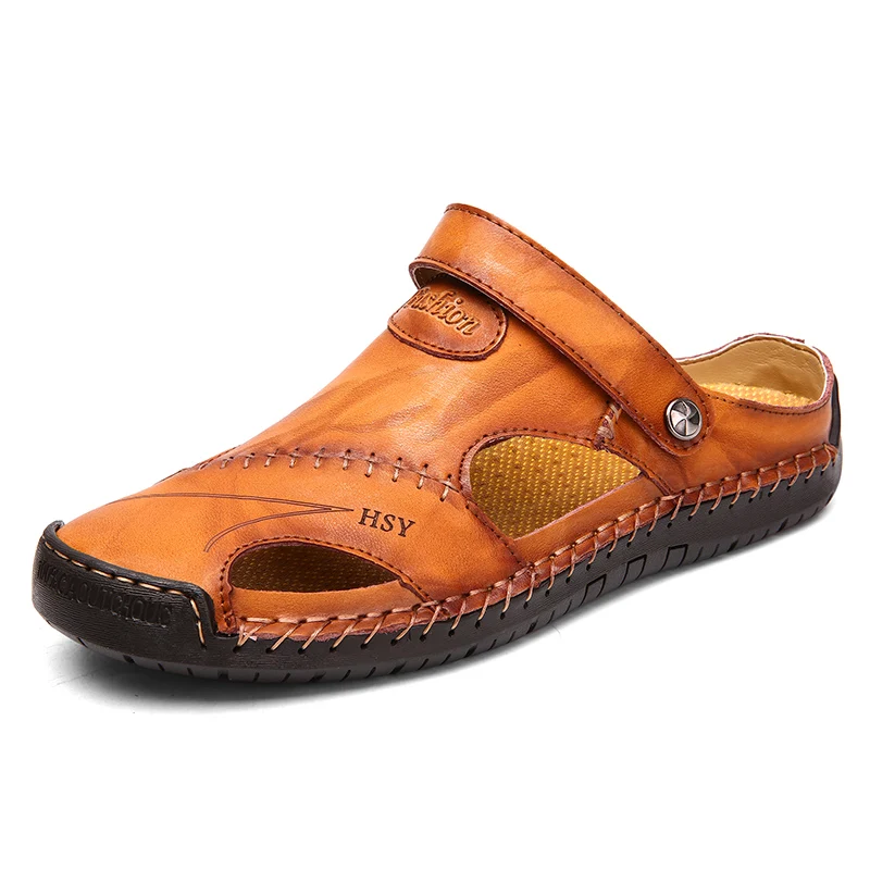 Alternative view of Summer Sandals Men Leather Classic Roman Sandals 2022 Slipper Outdoor Sneaker Beach Rubber Flip Flops Men Water Trekking Sandals