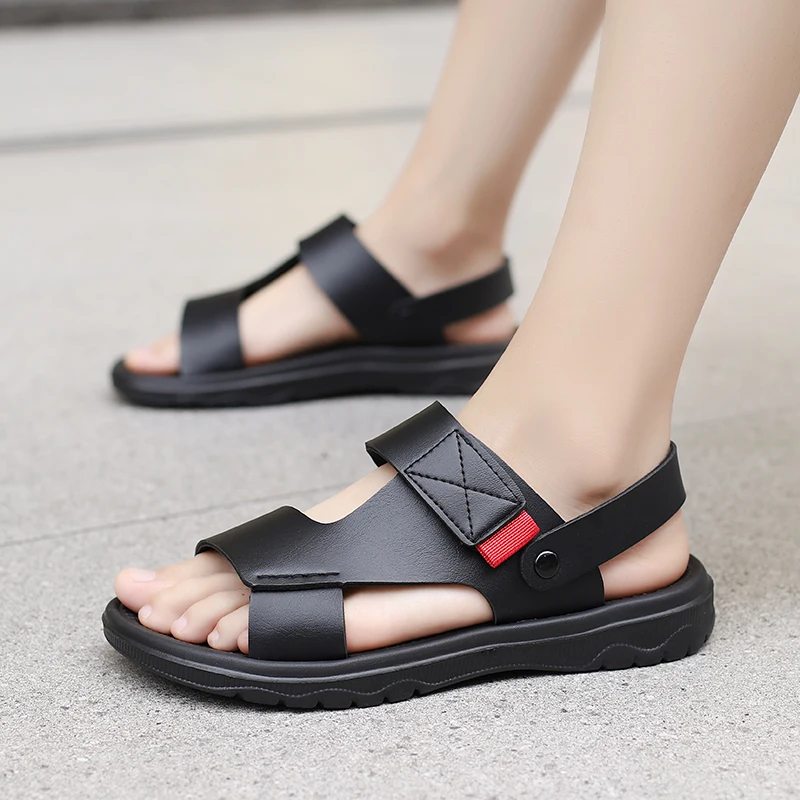 Men Sandals Summer Leisure Beach Holiday Outdoor Male Retro Comfortable Casual Sandals leather Men Flip Flops