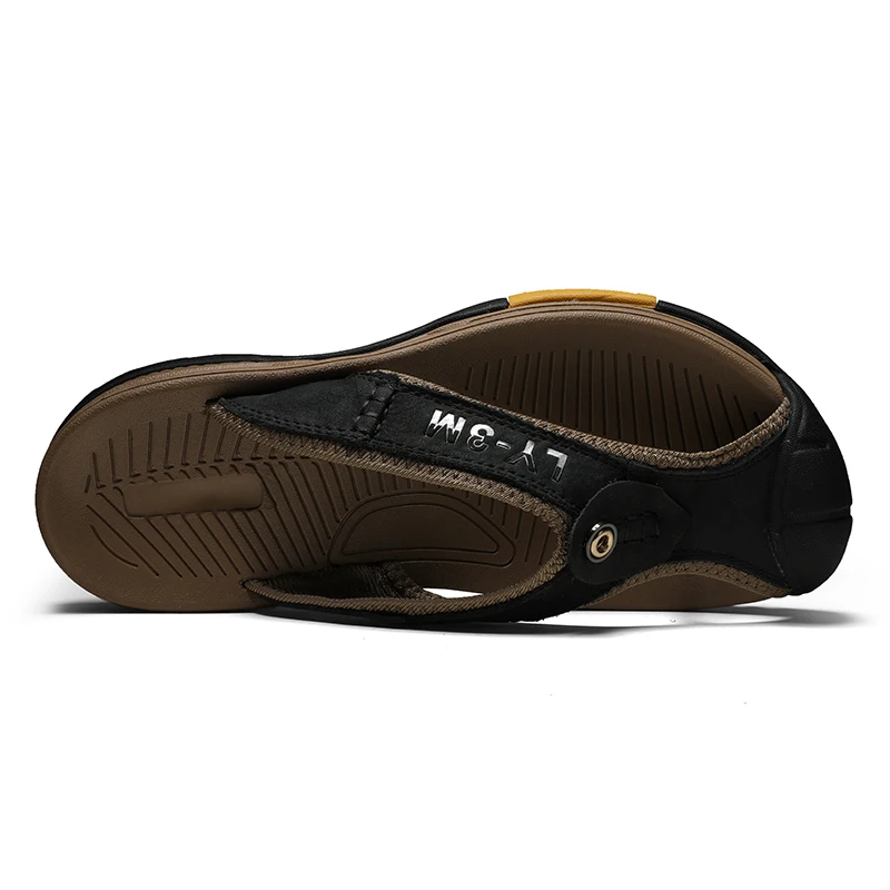 Alternative view of Genuine Cow Leather Shoes Men Sandals Mens Flip Flops Men's Casual Shoes Classic Massage Beach Slippers Anti-slip Summer 2021