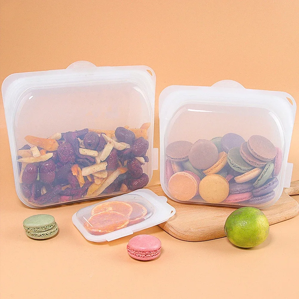 3PCS Silicone Food Storage Bag Reusable Stand Up Zip Bag Leakproof Containers Fresh Bag Food Storage Bag Fresh Wrap Ziplock Bag