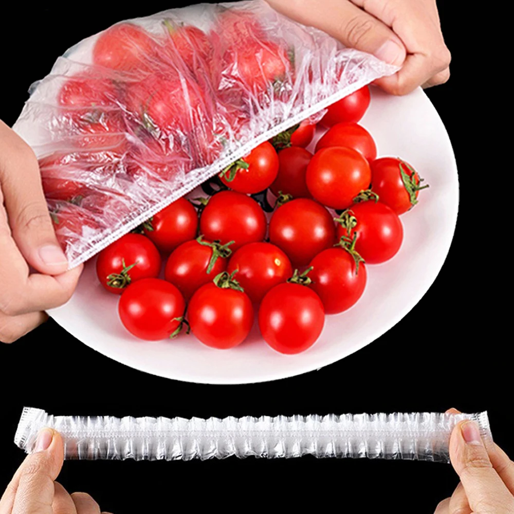Alternative view of 10-500pcs Disposable Food Cover Food Grade Plastic Elastic Food Lids Wrap Bags Refrigerator Fresh-keep Bag For Fruit Vegetable