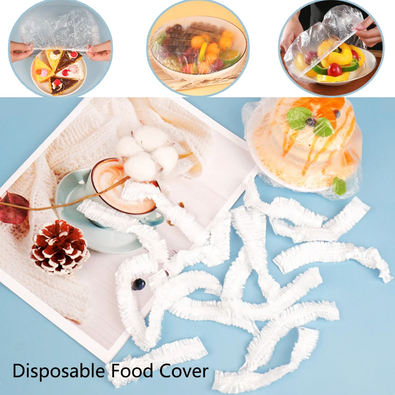 38/70/120CM Disposable Food Cover Elastic Plastic Wrap Food Grade Lids Shoe Cover Shower Headgear Bowls Caps Fresh Saver Dust