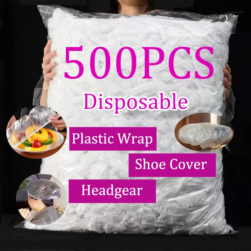 38/70/120CM Disposable Food Cover Elastic Plastic Wrap Food Grade Lids Shoe Cover Shower Headgear Bowls Caps Fresh Saver Dust