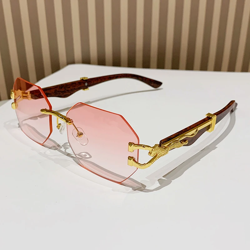 Alternative view of Rimless Square Sunglasses Men With Hexagon Retro Frameless Sun Glasses for Women 2024 Luxury Brand Designer Eyewear UV400 Shades