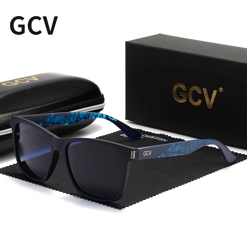GCV Brand 2021 New Fashion Design Ultralight TR90 Square Frame Polarized Men Women Female Sunglasses Hawksbill Sports Tourism