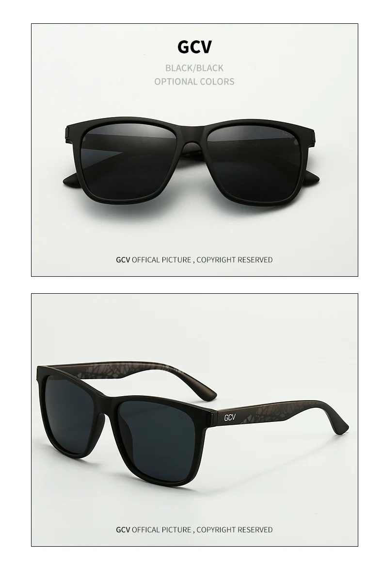 GCV Brand 2021 New Fashion Design Ultralight TR90  Square Frame Polarized Men Women Female Sunglasses Hawksbill Sports Tourism