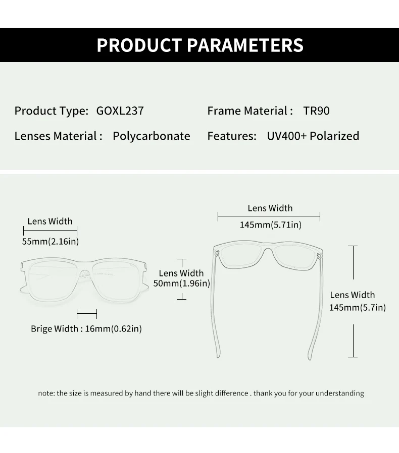 GCV Brand 2021 New Fashion Design Ultralight TR90  Square Frame Polarized Men Women Female Sunglasses Hawksbill Sports Tourism